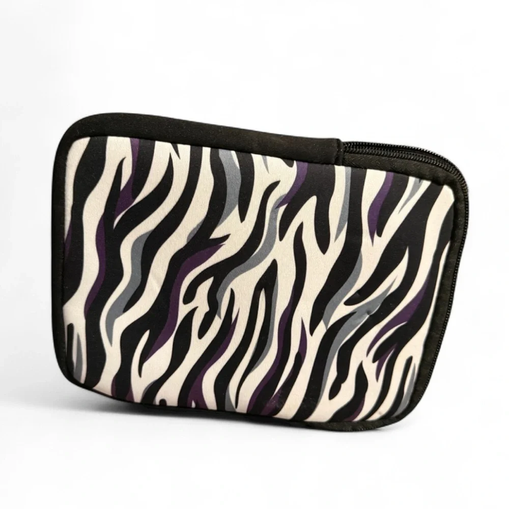 Black Purple Zebra Print Tablet Sleeve Case 8”x6”